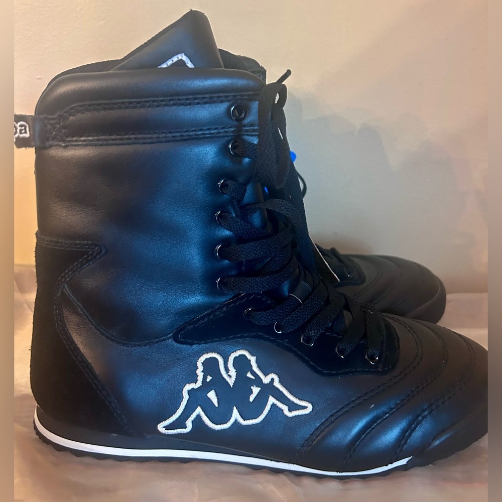 Kappa Black High-Top Sneakers with White Logo Stitching